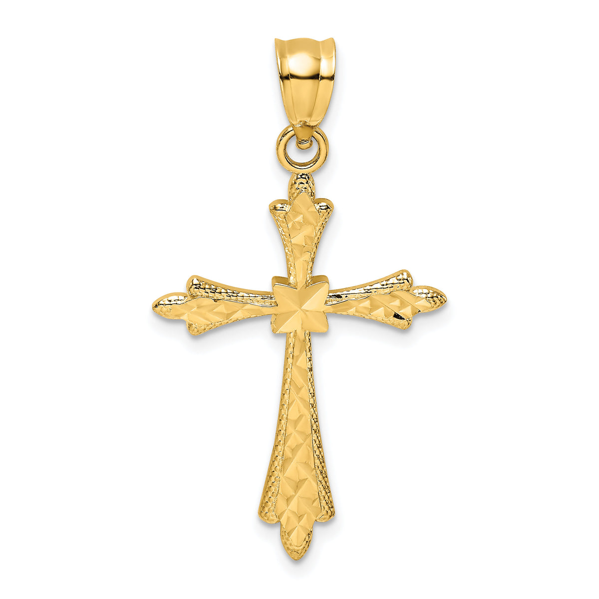 14K D/C Cross w/ Fancy Edges Charm-K8572