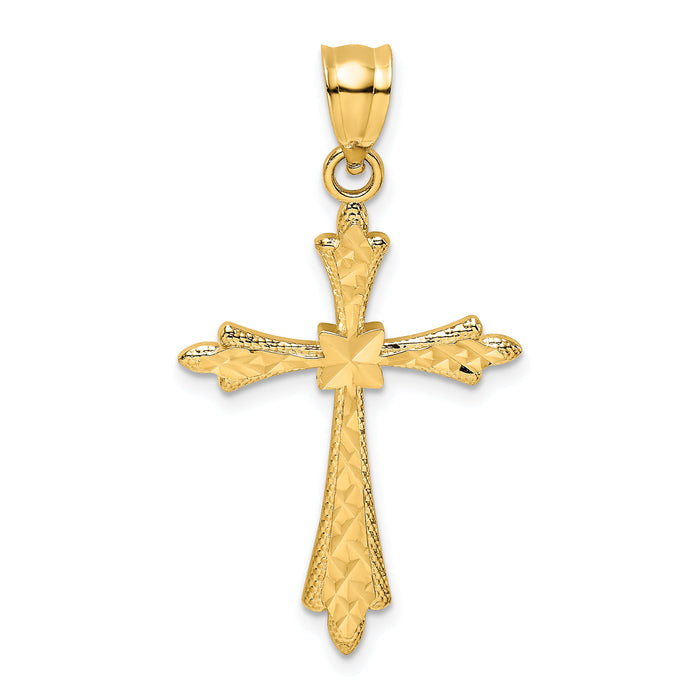 14K D/C Cross w/ Fancy Edges Charm-K8572