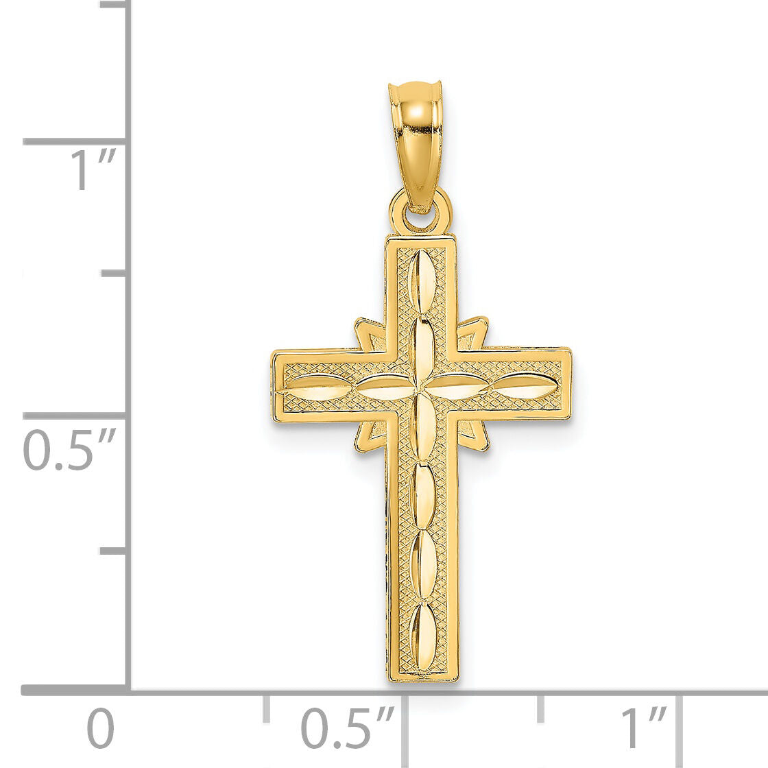 14K D/C Etched Cross Charm-K8574