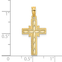 14K D/C Etched Cross Charm-K8574