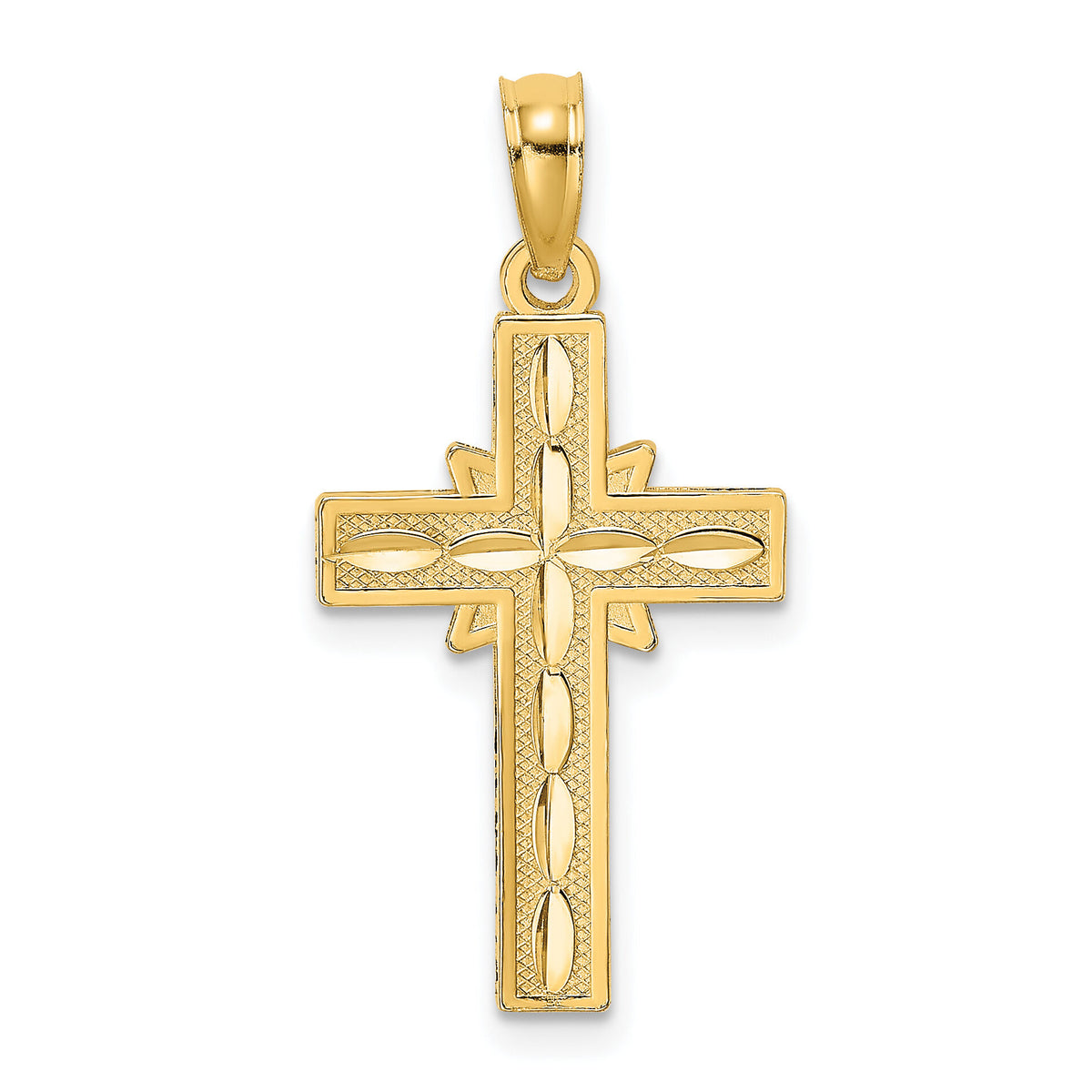 14K D/C Etched Cross Charm-K8574