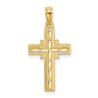14K D/C Etched Cross Charm-K8574