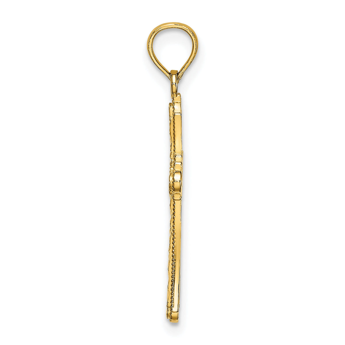 14K D/C Striped Cross Charm-K8575
