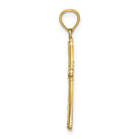 14K D/C Striped Cross Charm-K8575