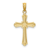 14K D/C Striped Cross Charm-K8575
