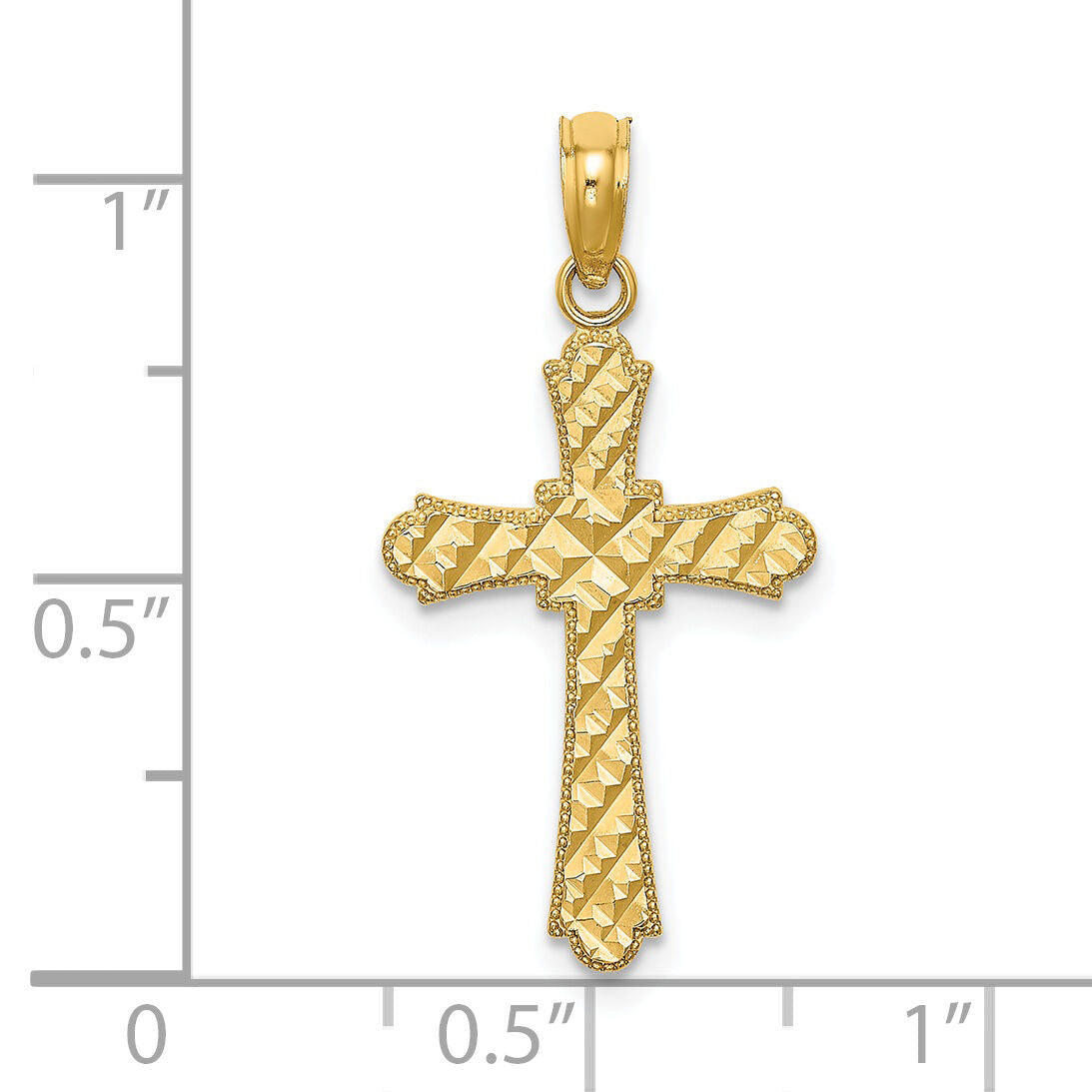 14K D/C Striped Cross Charm-K8575