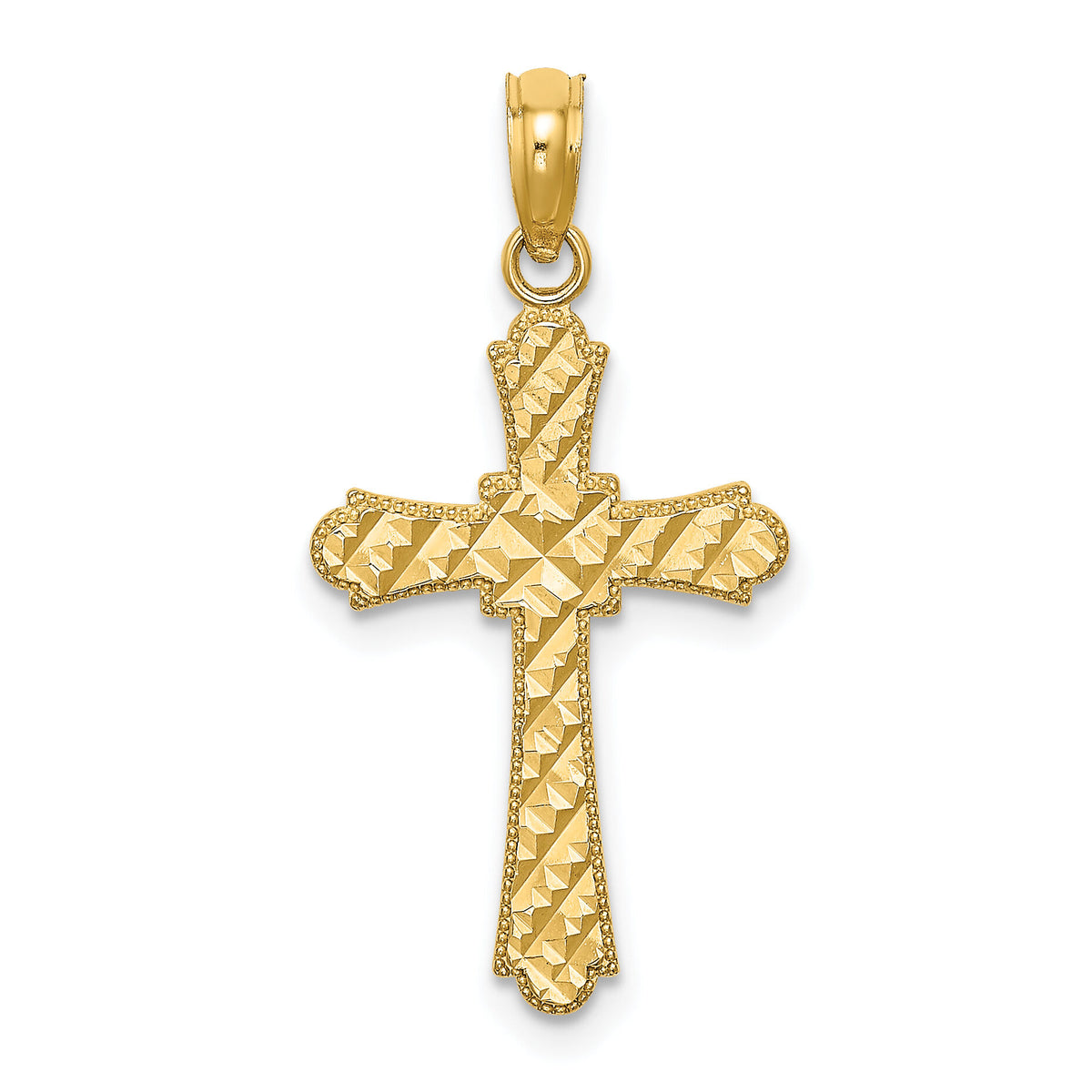 14K D/C Striped Cross Charm-K8575