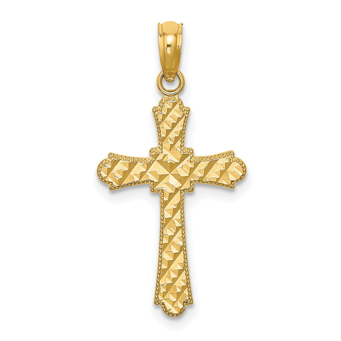 14K D/C Striped Cross Charm-K8575