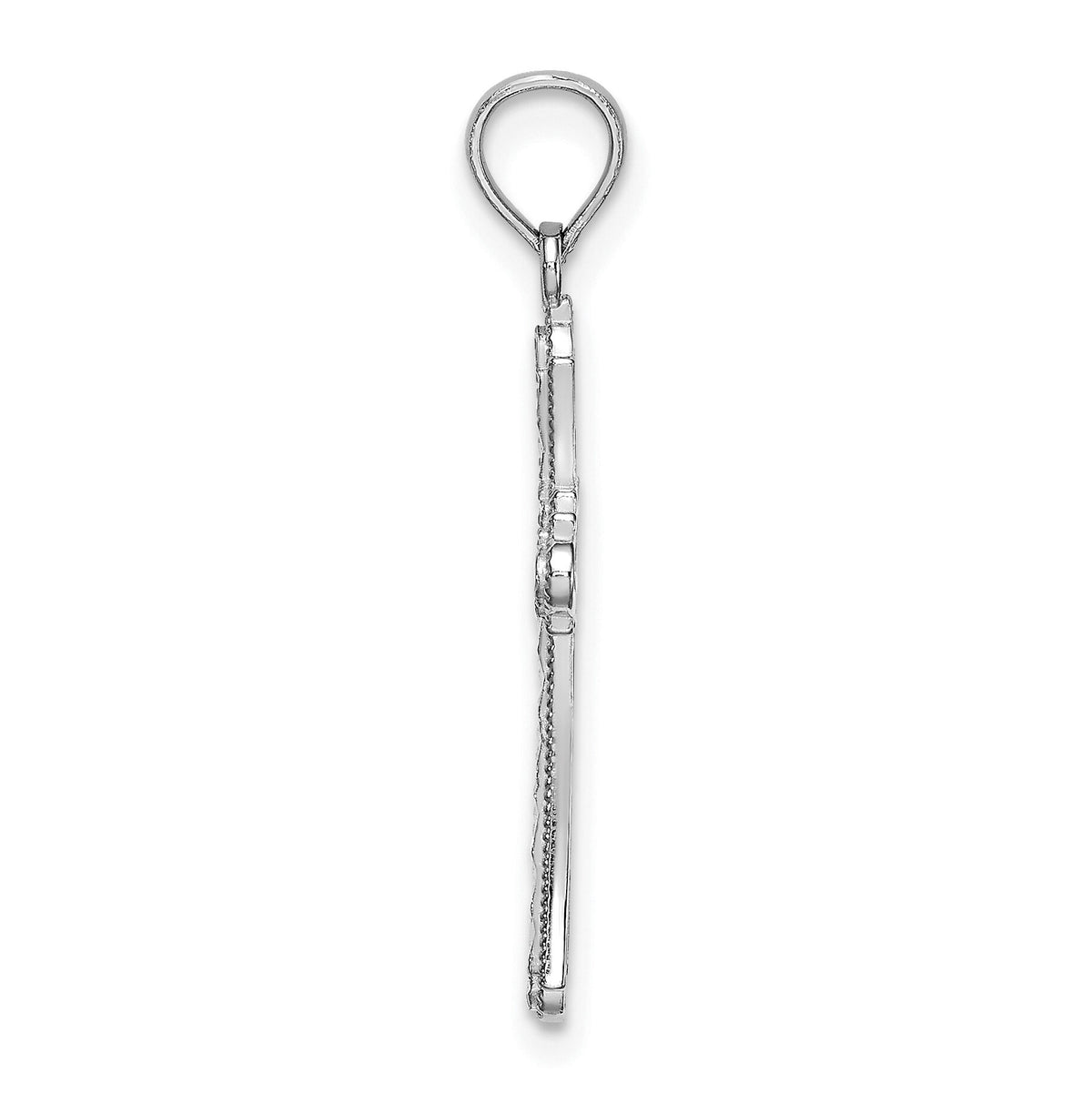 14K White Gold D/C Striped Cross Charm-K8575W