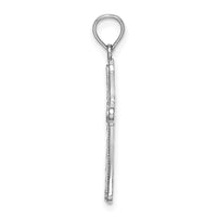 14K White Gold D/C Striped Cross Charm-K8575W