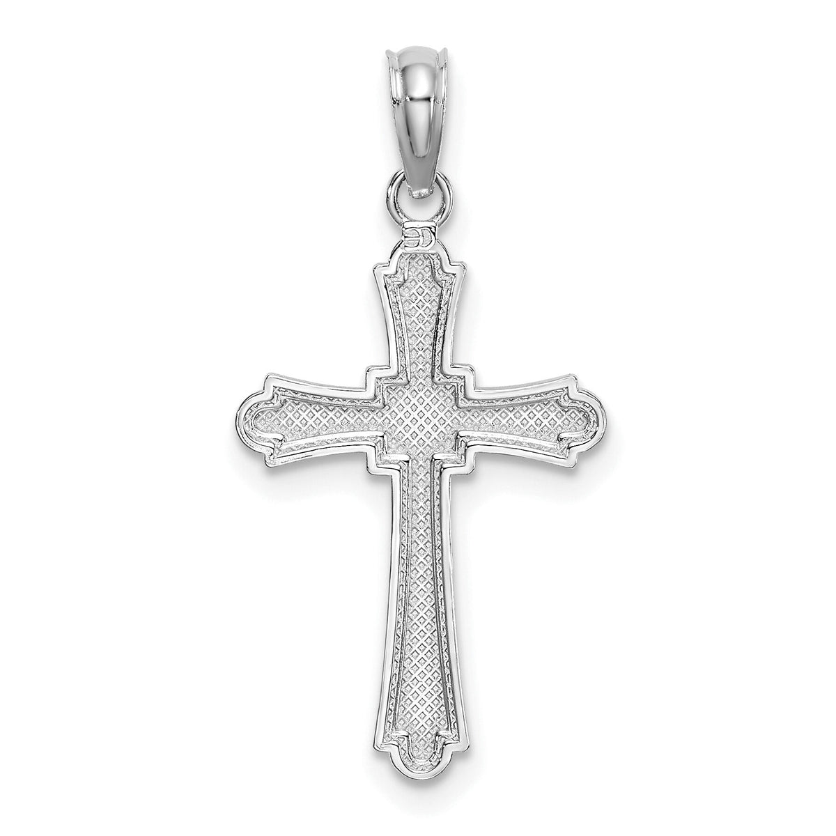 14K White Gold D/C Striped Cross Charm-K8575W