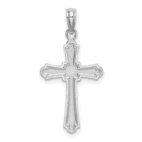14K White Gold D/C Striped Cross Charm-K8575W