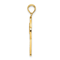 14K D/C  W/Satin Edge Lattice Cross Charm-K8576