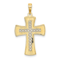 14K D/C  W/Satin Edge Lattice Cross Charm-K8576