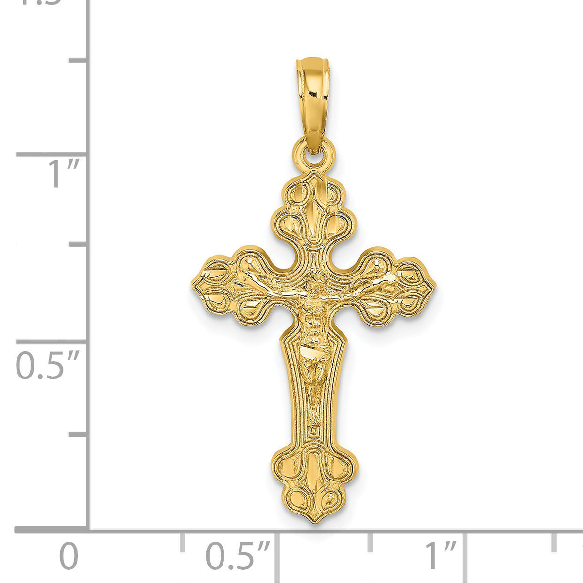 14K D/C Crucifix W /Fancy Tips Charm-K8578