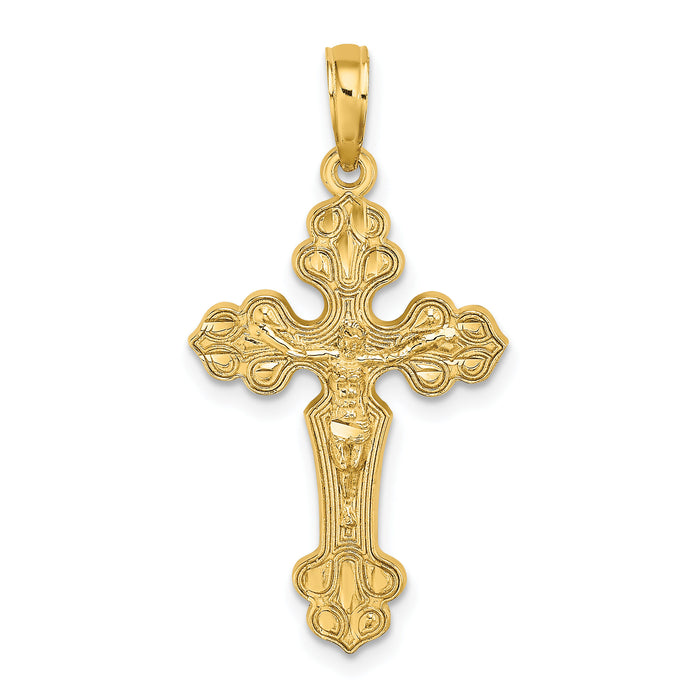 14K D/C Crucifix W /Fancy Tips Charm-K8578