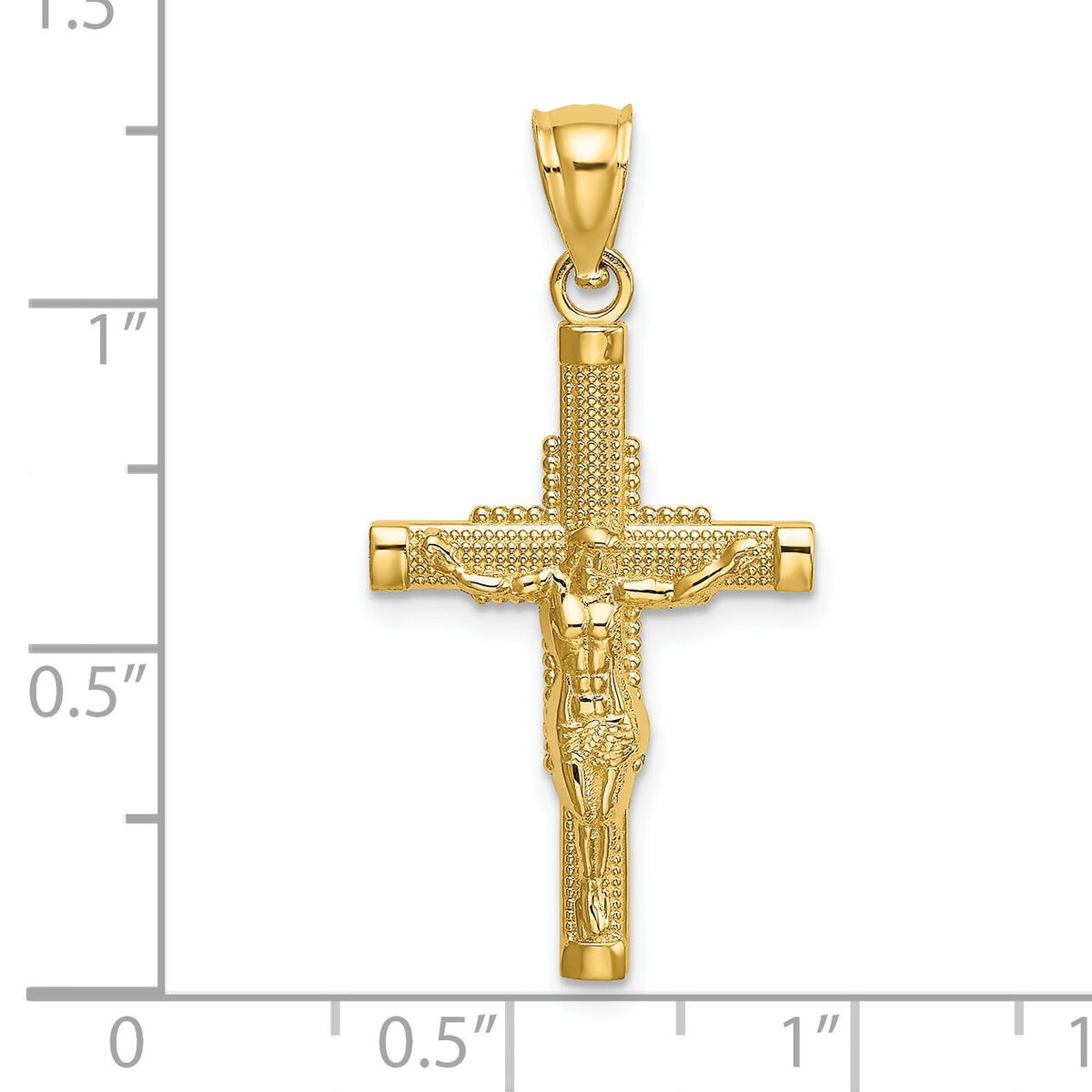 14K Beaded Accent Crucifix Charm-K8579