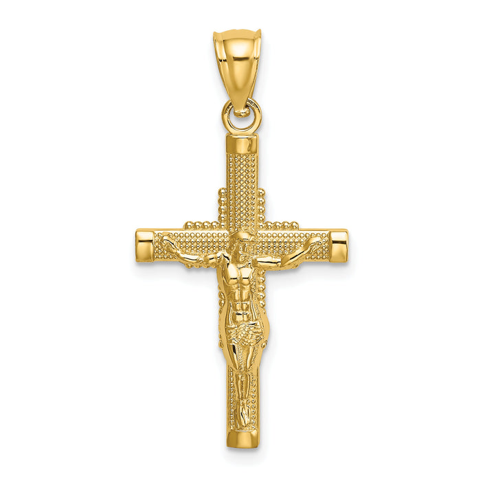 14K Beaded Accent Crucifix Charm-K8579