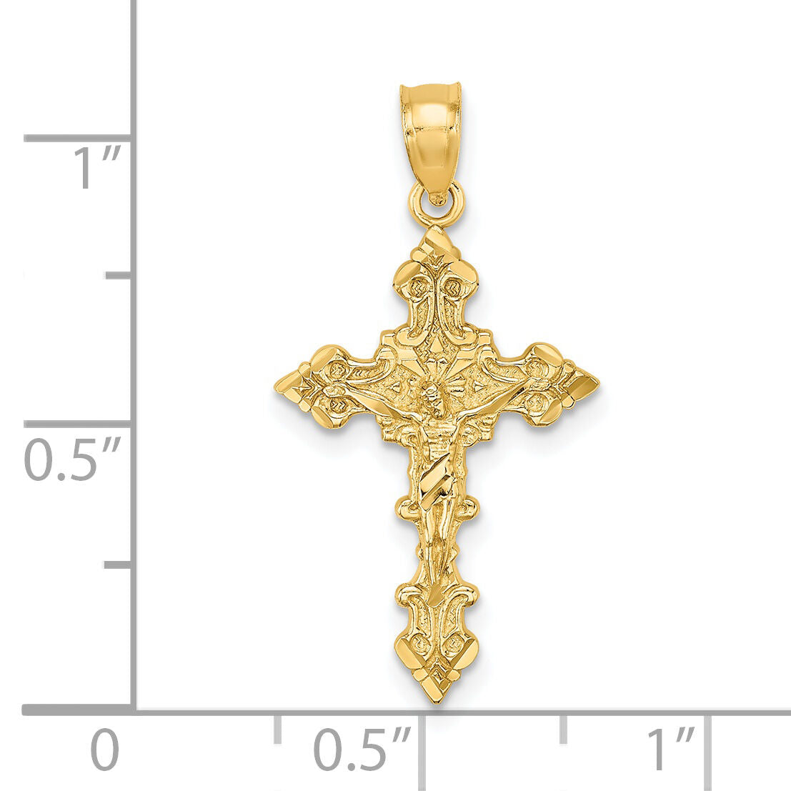 14K Crucifix W/ Fancy Edges Charm-K8581