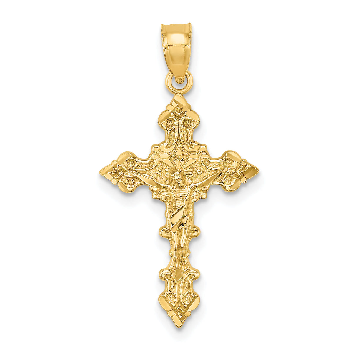 14K Crucifix W/ Fancy Edges Charm-K8581