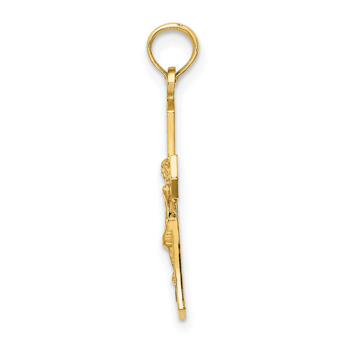 14K Crucifix W/ Beveled Edges Charm-K8582