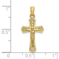 14K Crucifix W/ Beveled Edges Charm-K8582