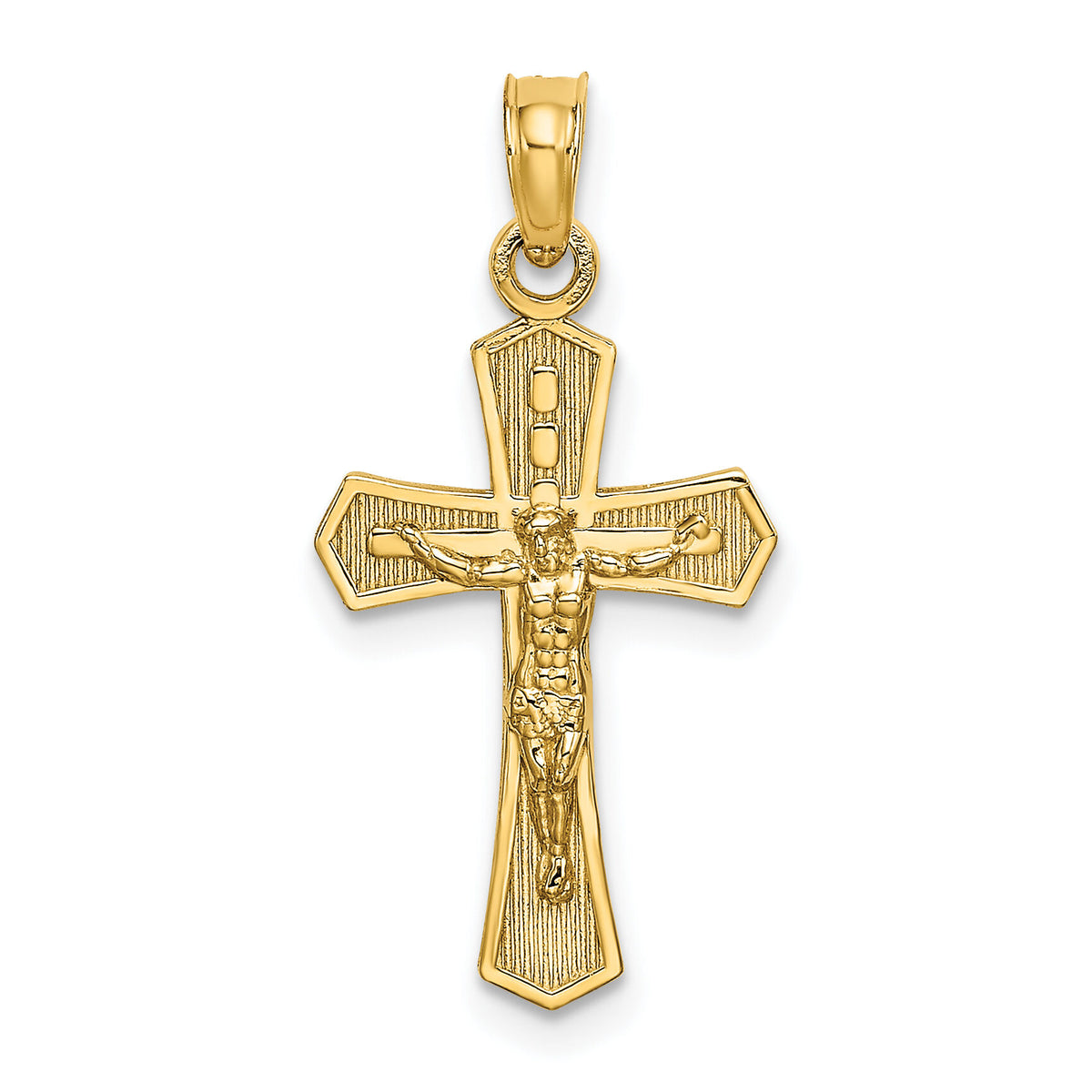 14K Crucifix W/ Beveled Edges Charm-K8582