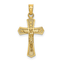 14K Crucifix W/ Beveled Edges Charm-K8582