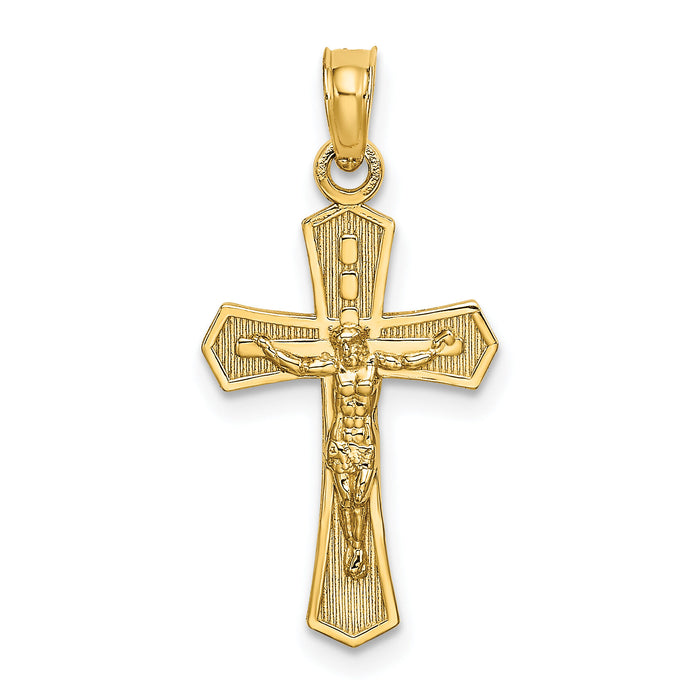 14K Crucifix W/ Beveled Edges Charm-K8582