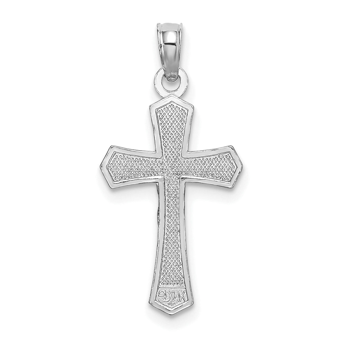14K White Gold Crucifix W/ Beveled Edges Charm-K8582W