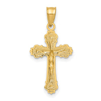 14K W/ Textured Scalloped Edge Crucifix Charm-K8583