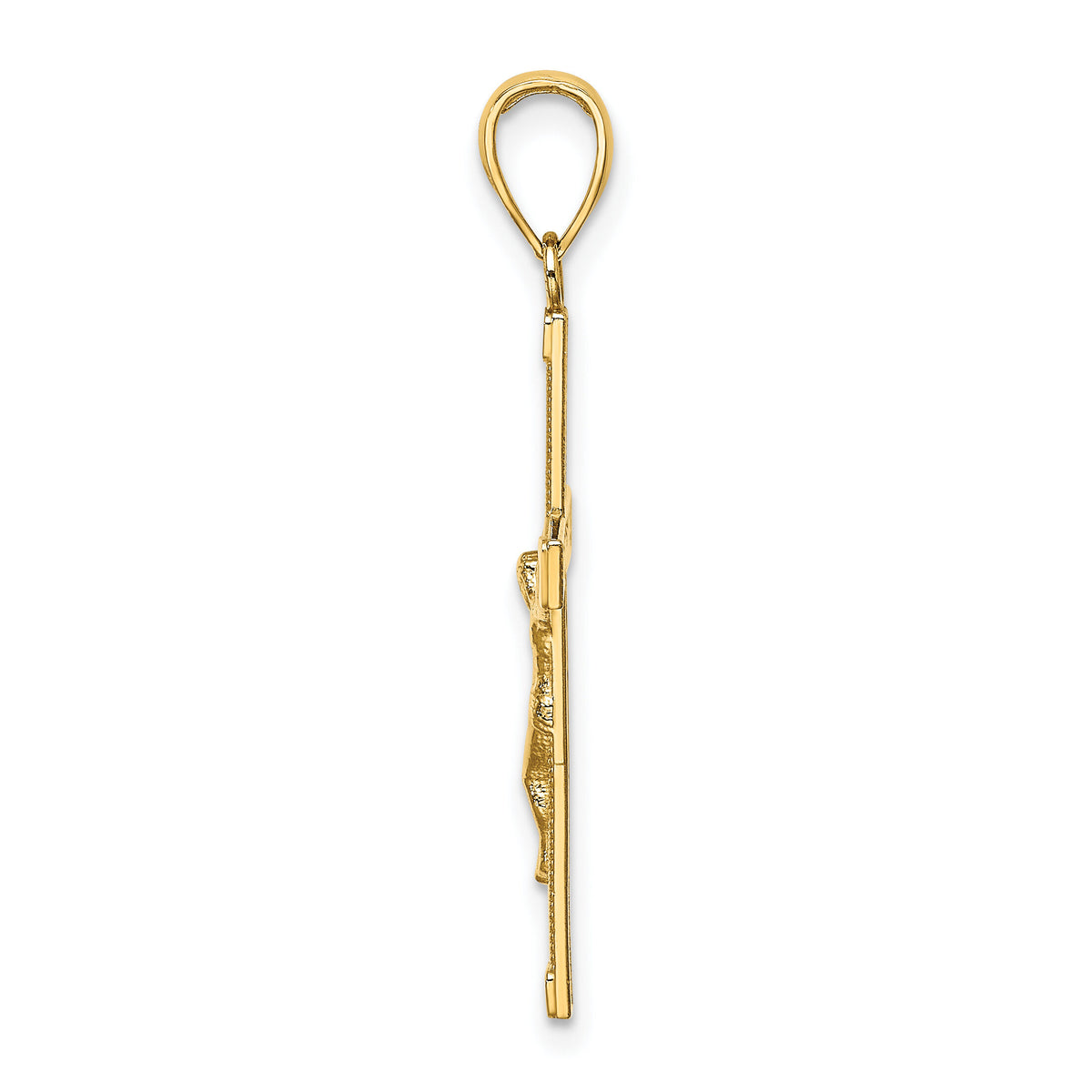 14K Polished and Textured Crucifix Charm-K8584