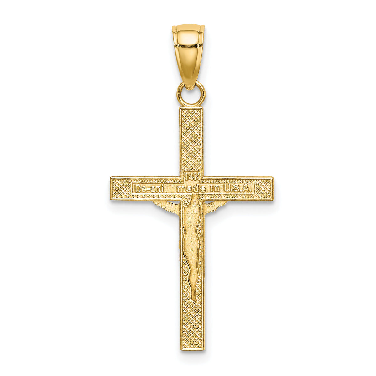 14K Polished and Textured Crucifix Charm-K8584
