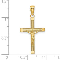 14K Polished and Textured Crucifix Charm-K8584