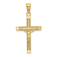14K Polished and Textured Crucifix Charm-K8584