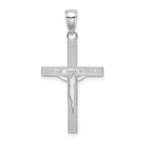 14K White Gold Polished and Textured Crucifix Charm-K8584W