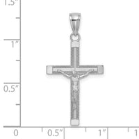 14K White Gold Polished and Textured Crucifix Charm-K8584W