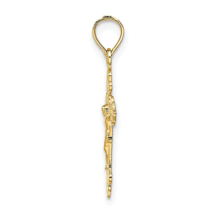 14K Crucifix W/ Fancy Tips Charm-K8586