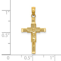 14K Beaded Accent w/ Cross Behind Crucifix Charm-K8587