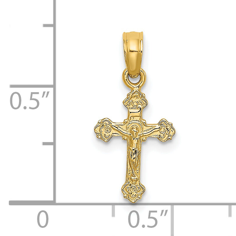 14K Mini Crucifix W/ Fancy Tips Charm-K8588