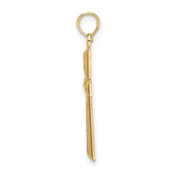 14K D/C and Textured Cross Charm-K8591