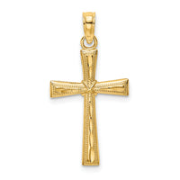 14K D/C and Textured Cross Charm-K8591