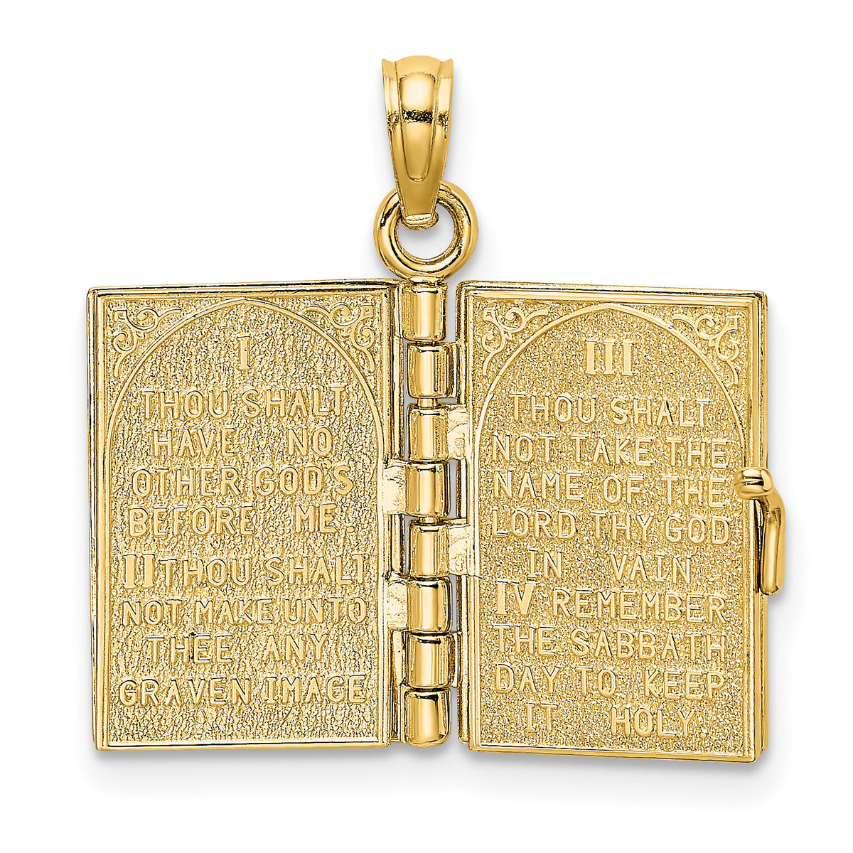 14K 3-D Moveable Hebrew Ten Commandments Book Charm-K8595