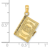 14K 3-D Moveable Hebrew Ten Commandments Book Charm-K8595