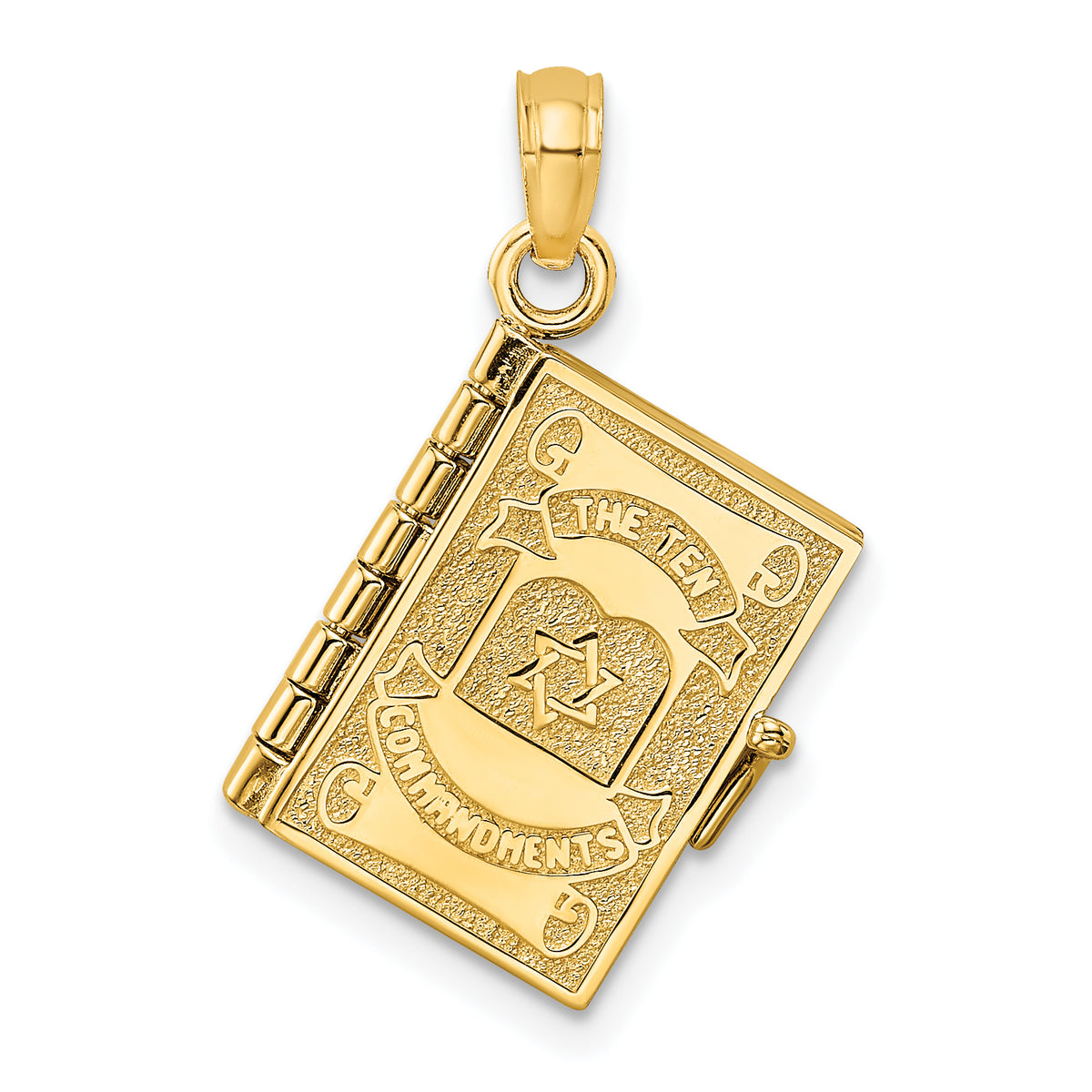 14K 3-D Moveable Hebrew Ten Commandments Book Charm-K8595