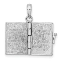 14K White Gold 3-D Moveable Ten Commandments Book Charm-K8595W