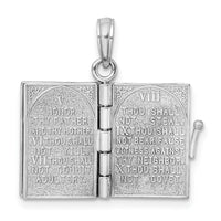 14K White Gold 3-D Moveable Ten Commandments Book Charm-K8595W
