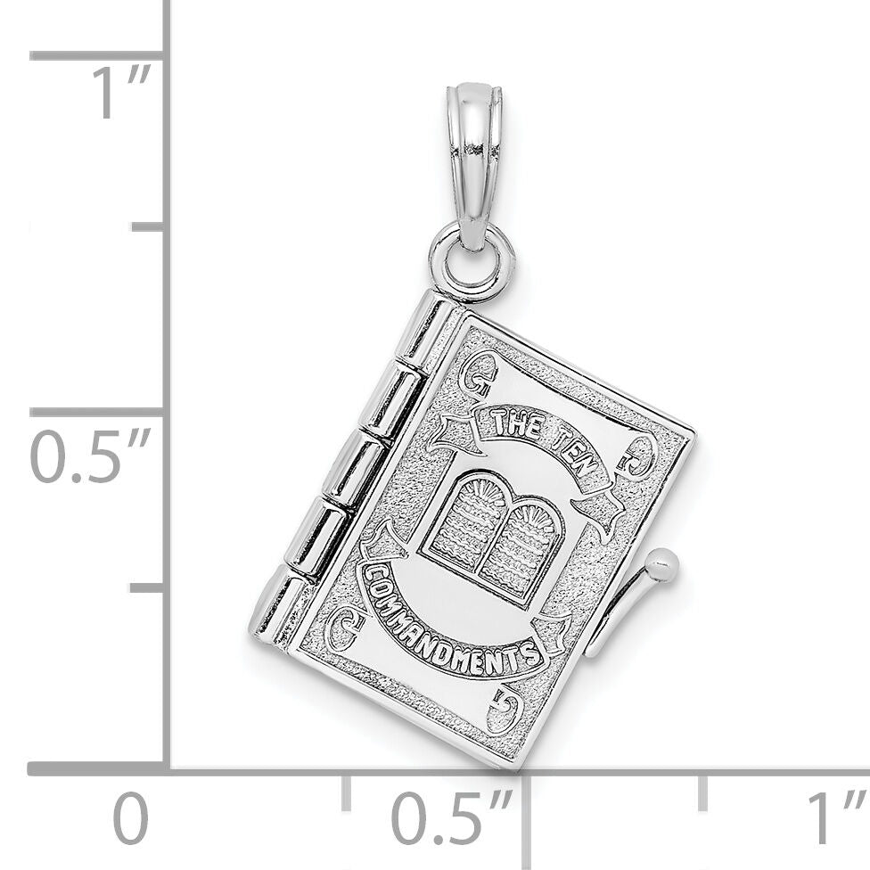 14K White Gold 3-D Moveable Ten Commandments Book Charm-K8595W