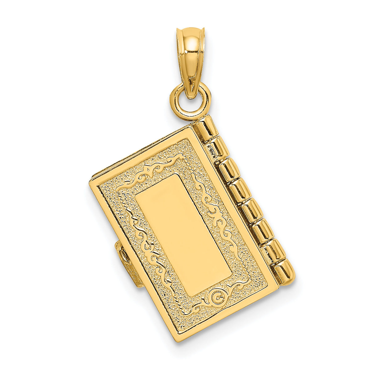 14K 3-D Moveable Santa Biblia Book/Spanish Bible Charm-K8596