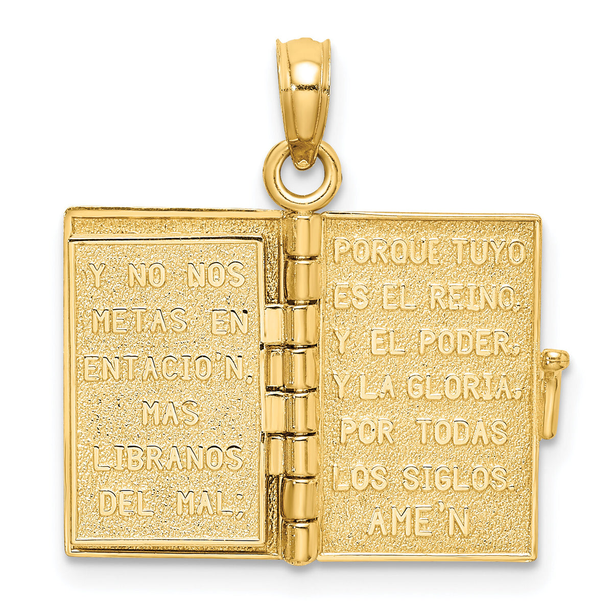 14K 3-D Moveable Santa Biblia Book/Spanish Bible Charm-K8596